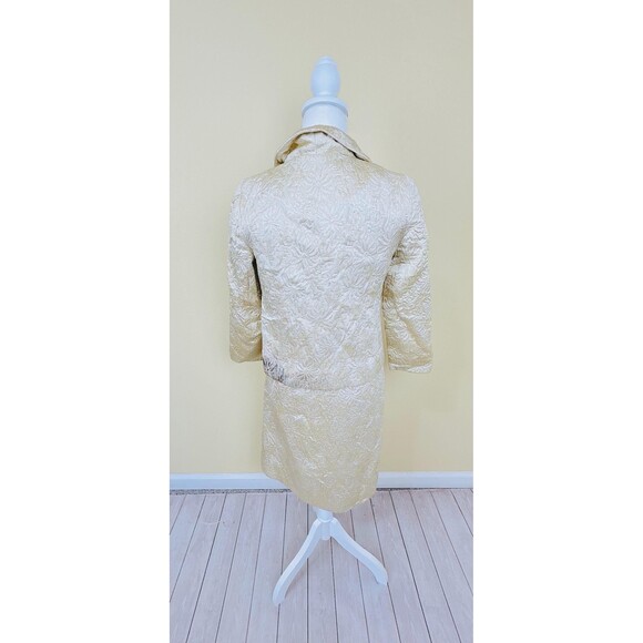 1960s Vintage Gold and Cream Brocade Suit / 60s Metallic Satin Jacket, XS - Picture 7 of 7